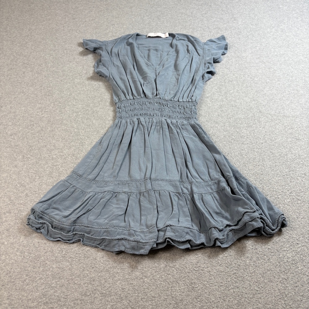 Rachel Parcell Dress Women Small Blue Ruffle Boho Coquette Cottage Romantic Knee